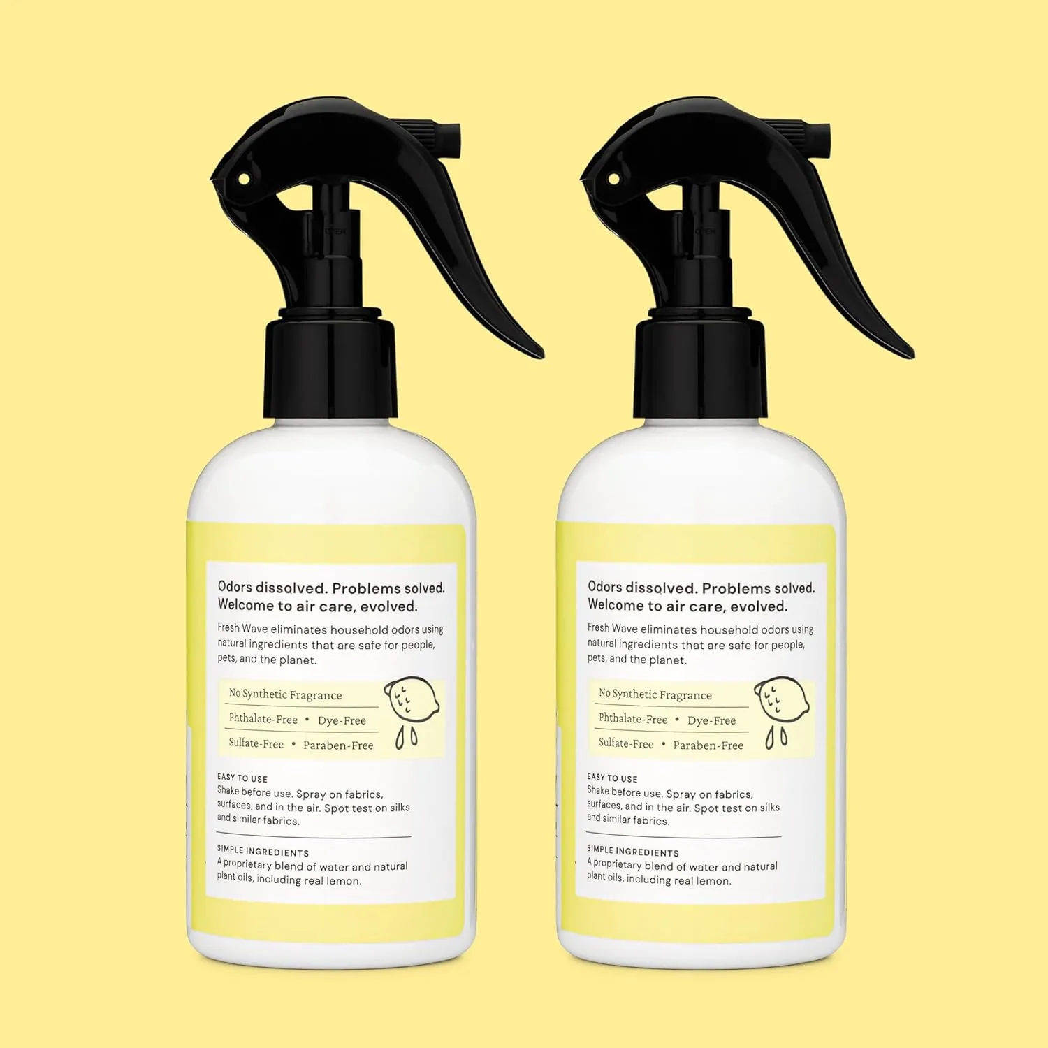 Fresh Wave Lemon Scent Odor Removing Spray, 8 fl. oz. | Pack of 2 | Odor Absorber for Home, Furniture, Fabrics & Trash | Safer Odor Relief