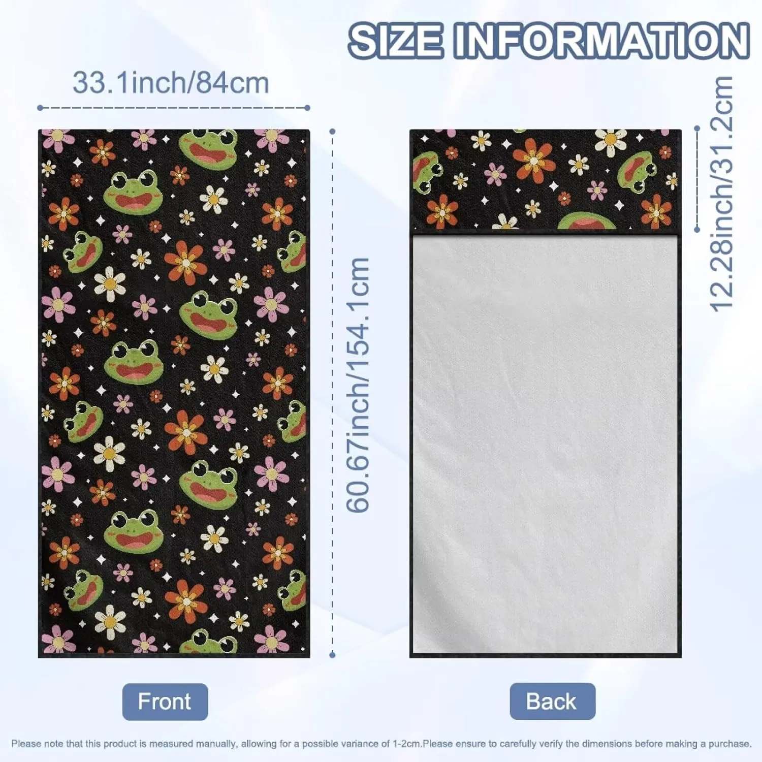 Frog Flower Sweat Towel Auto Car Seat Cover Protector Machine Washable Fit Yoga Running Crossfit Athletes Beach Swimming Outdoor Sports Universal Bucket Seat Protector