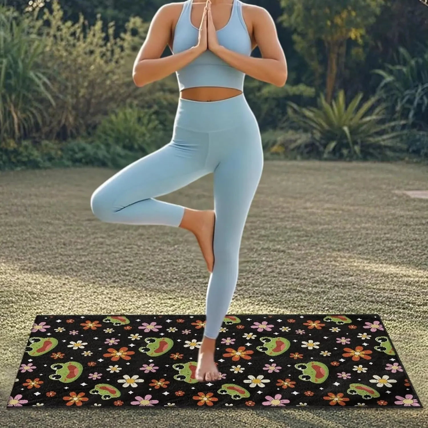 Frog Flower Sweat Towel Auto Car Seat Cover Protector Machine Washable Fit Yoga Running Crossfit Athletes Beach Swimming Outdoor Sports Universal Bucket Seat Protector