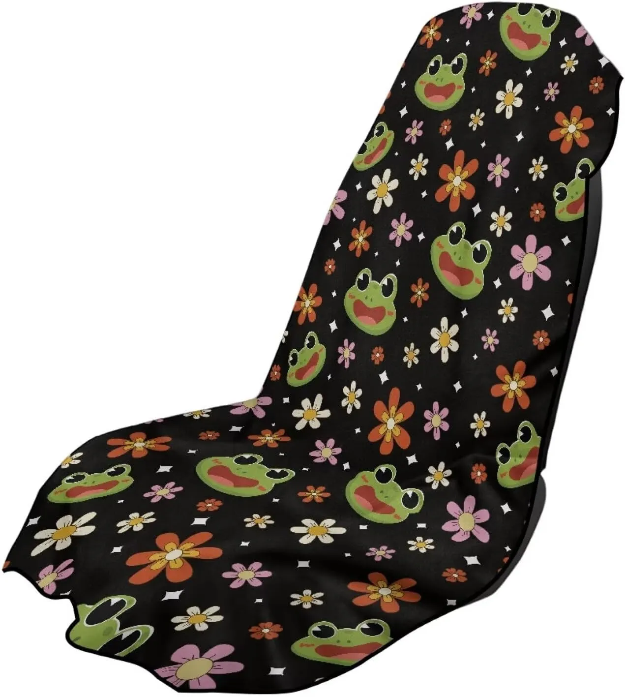 Frog Flower Sweat Towel Auto Car Seat Cover Protector Machine Washable Fit Yoga Running Crossfit Athletes Beach Swimming Outdoor Sports Universal Bucket Seat Protector
