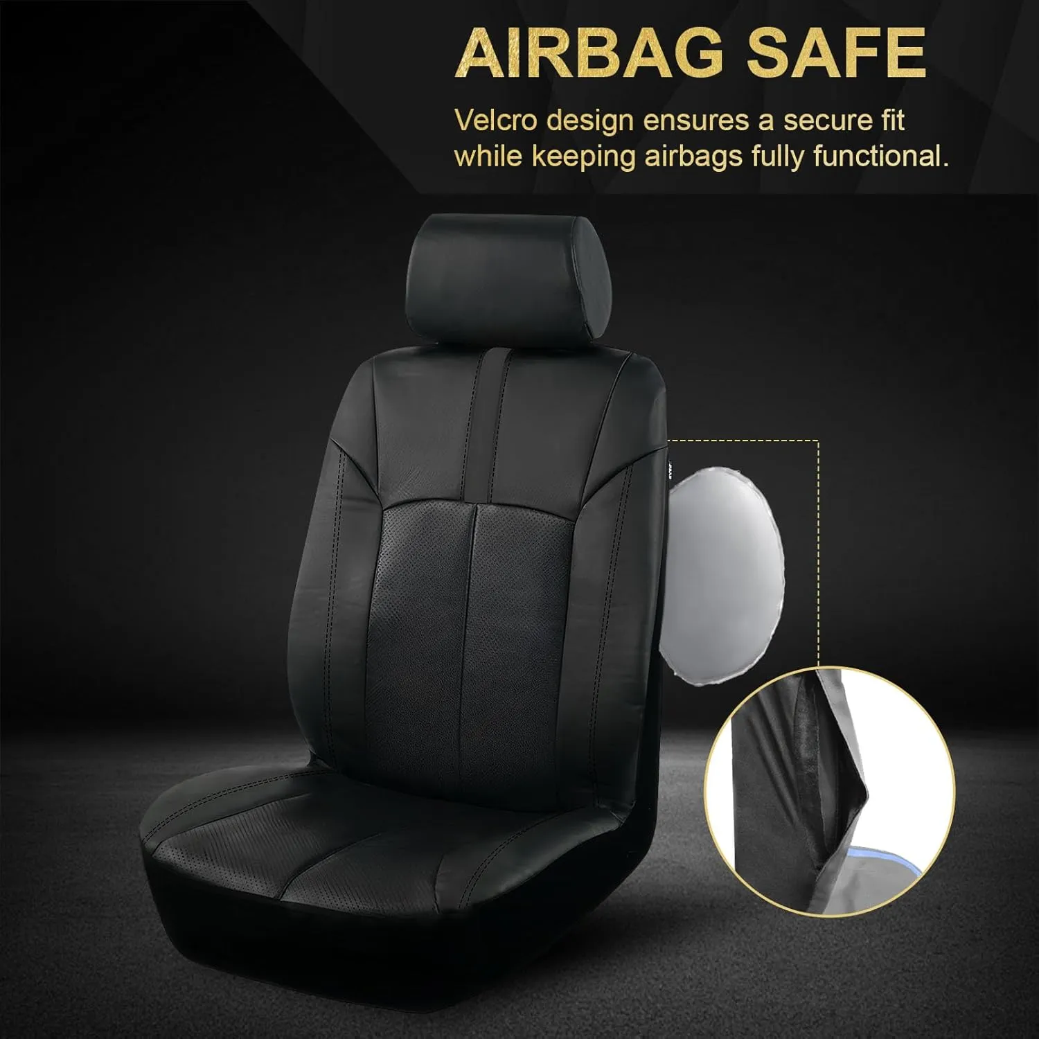Front Car Seat Covers for Honda,Leather Bucket Seat Protector Custom Fit Honda CRV Pilot Odyssey HRV Ridgeline Civic Accord,2 Pack,Black