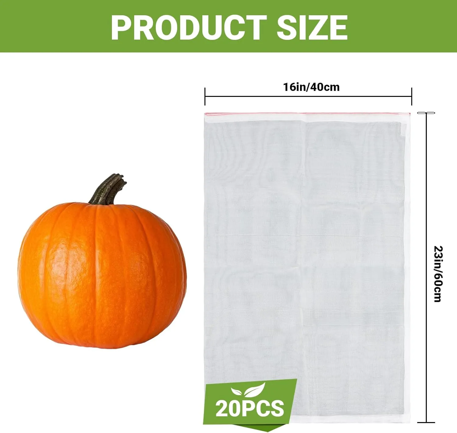 Fruit Protection Bags Large, 20pcs 23 x 16 inch Garden Insect Barrier Netting Bags with Drawstring, Plant Cover Bags for Tomatoes Fruit Trees Bananas Young Plants from Bugs Birds