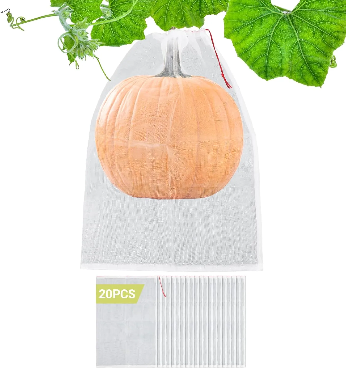 Fruit Protection Bags Large, 20pcs 23 x 16 inch Garden Insect Barrier Netting Bags with Drawstring, Plant Cover Bags for Tomatoes Fruit Trees Bananas Young Plants from Bugs Birds