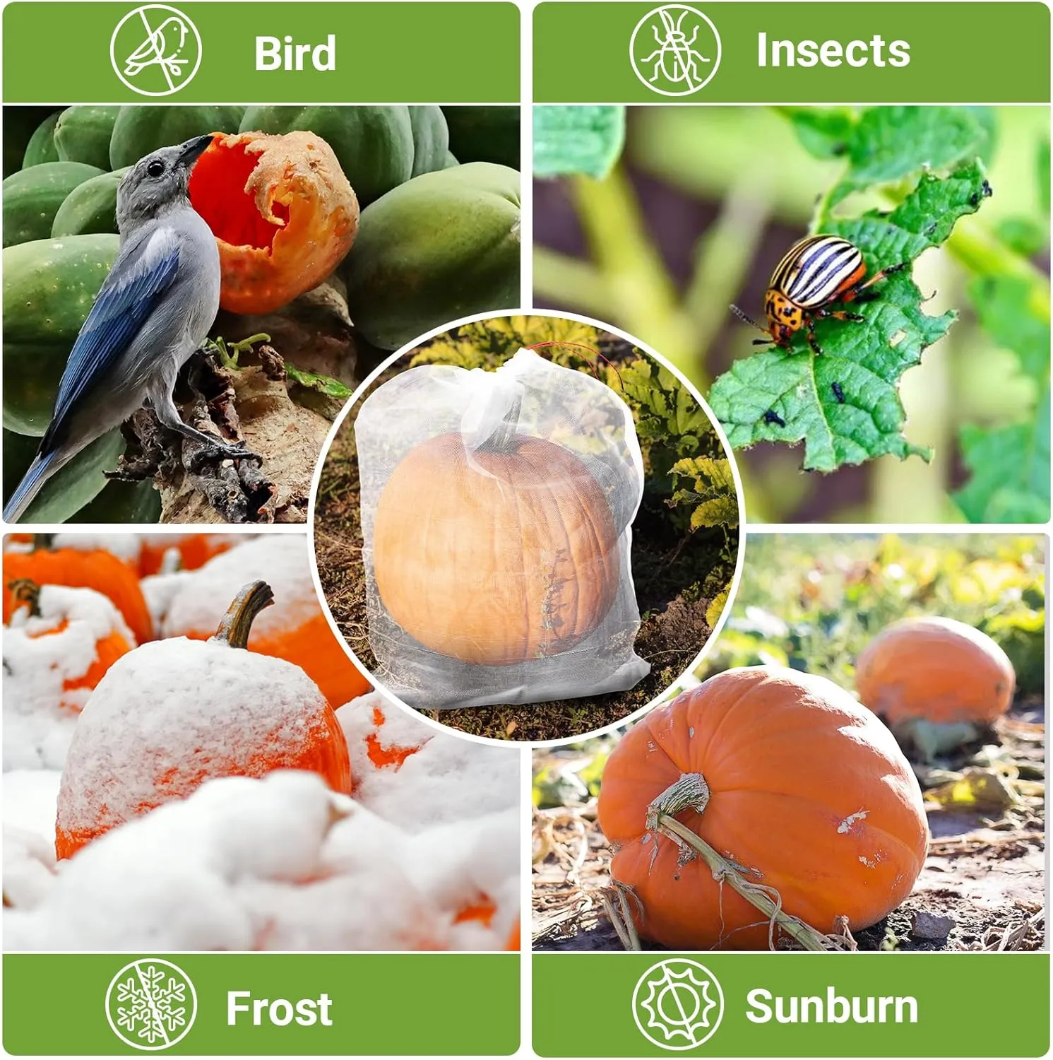 Fruit Protection Bags Large, 20pcs 23 x 16 inch Garden Insect Barrier Netting Bags with Drawstring, Plant Cover Bags for Tomatoes Fruit Trees Bananas Young Plants from Bugs Birds