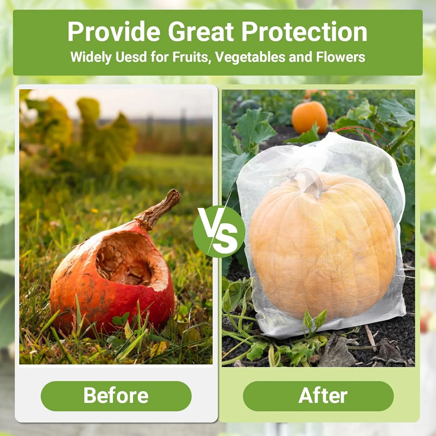 Fruit Protection Bags Large, 20pcs 23 x 16 inch Garden Insect Barrier Netting Bags with Drawstring, Plant Cover Bags for Tomatoes Fruit Trees Bananas Young Plants from Bugs Birds