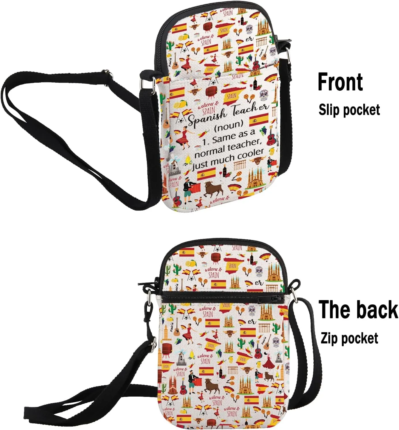 G2TUP Spanish Teacher Appreciation Inspired Gift Spanish Teacher Definition Makeup Bag Spanish Lover Cosmetic Bag Back To Sc-hool Gift (Spanish Teacher De- S)