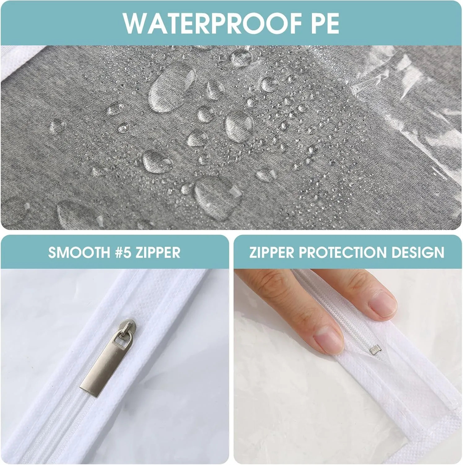 Garment Bags for Hanging Clothes, 6 PCs All Clear Garment Bag, Plastic Dustproof Suit Bag, Coat Protector Zippered Garment Covers for Closet Storage and Travel - 24'' x 32''/6 Pack