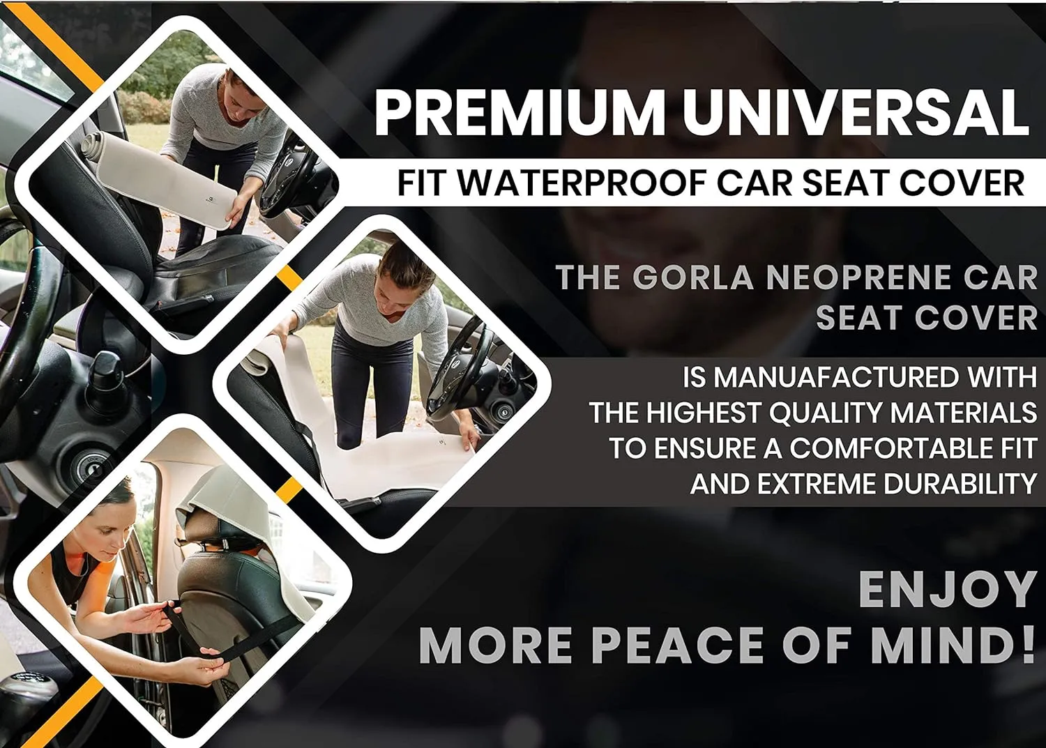 Gear Black Premium Universal Fit Waterproof Stain Resistant Car Seat Cover Neoprene Non-Slip Bucket Seat Dog Sweat Proof Protector Save Your Leather Cloth Seats Van Truck SUV Auto Sedan