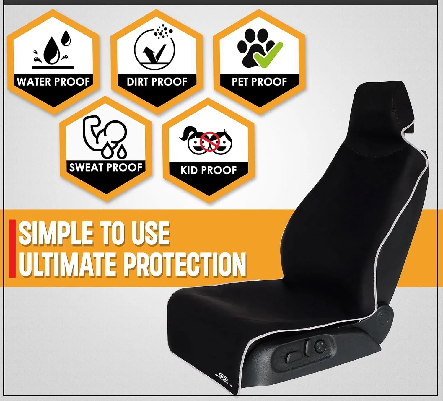 Gear Black Premium Universal Fit Waterproof Stain Resistant Car Seat Cover Neoprene Non-Slip Bucket Seat Dog Sweat Proof Protector Save Your Leather Cloth Seats Van Truck SUV Auto Sedan