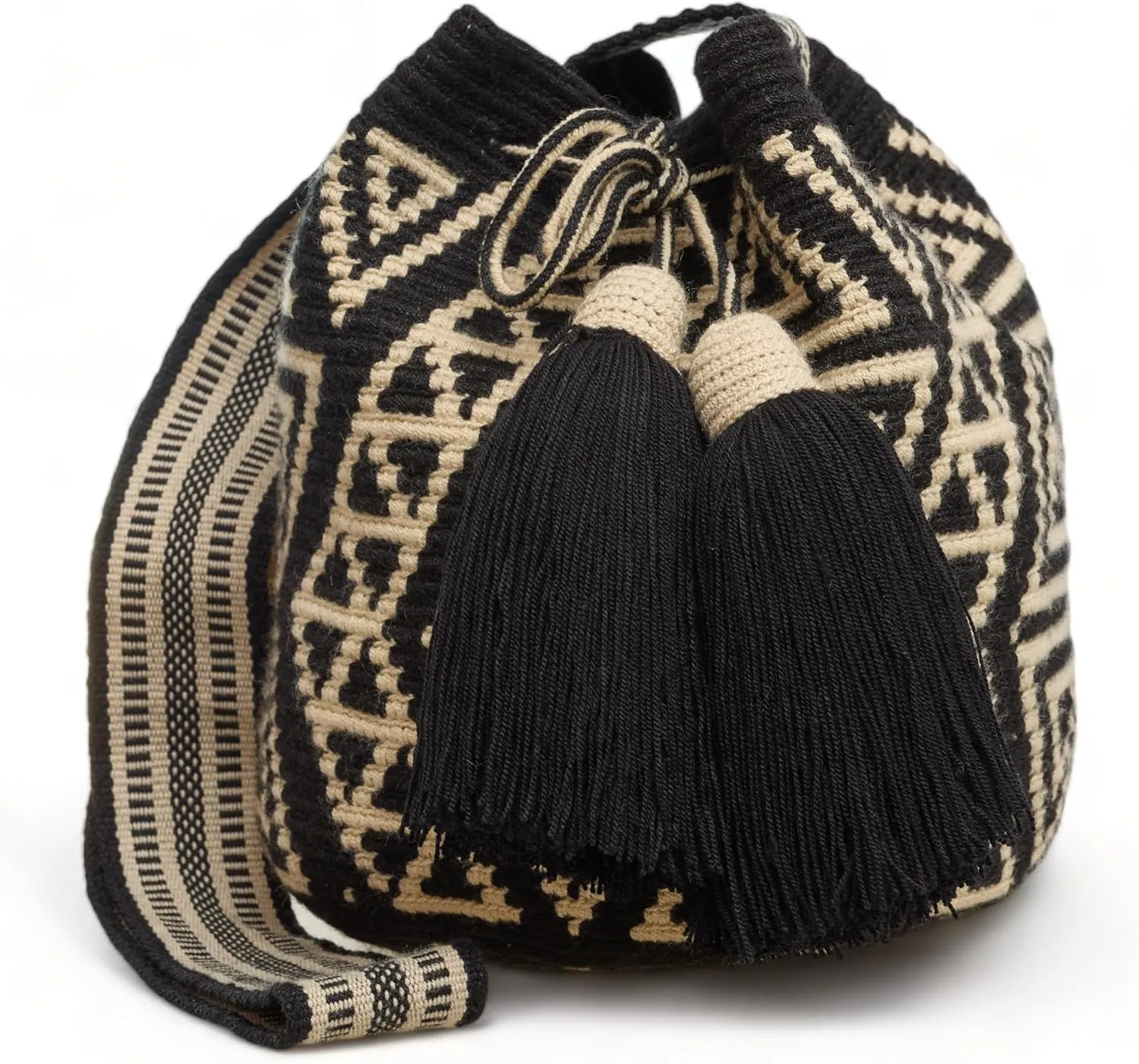 Generic Original WAYUU mochila bag for women, authentic crochet pattern Handmade boho crossbody, Fairtrade Gifts from Colombia, Design 27 - Medium