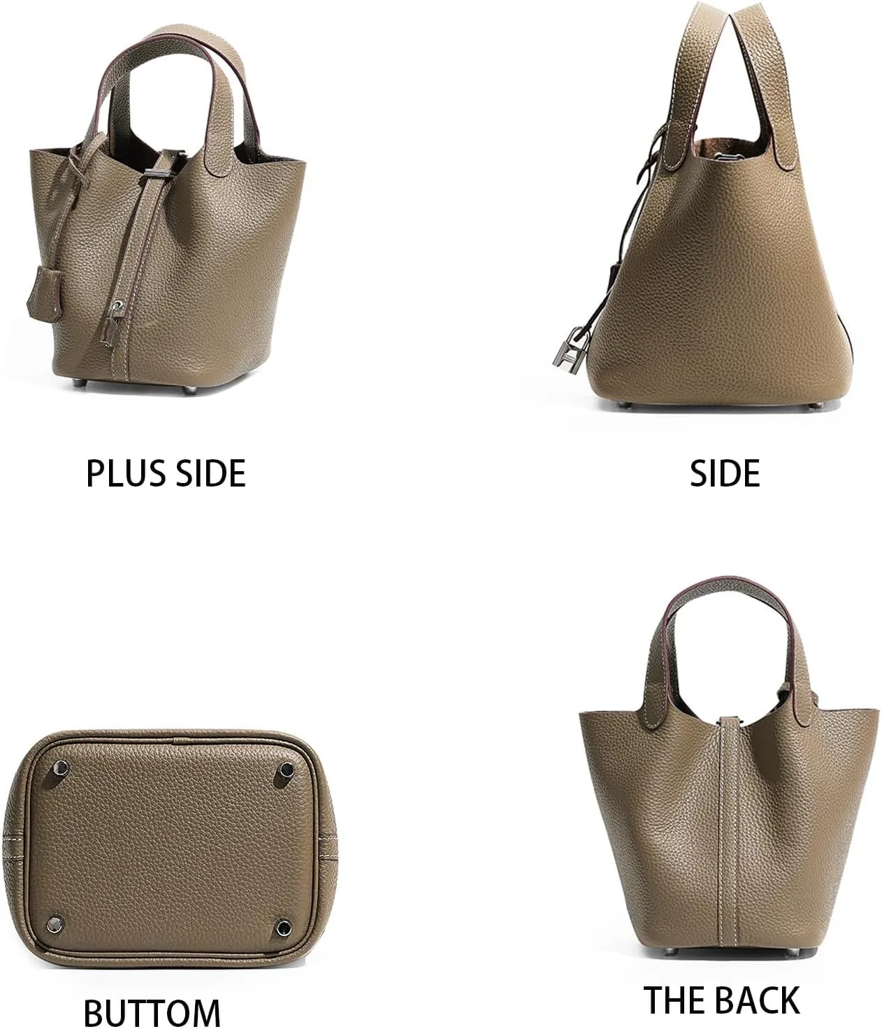 Genuine Leather Bucket Bag Purse For Women Handbag With Lock Design Versatile Shoulder Bag