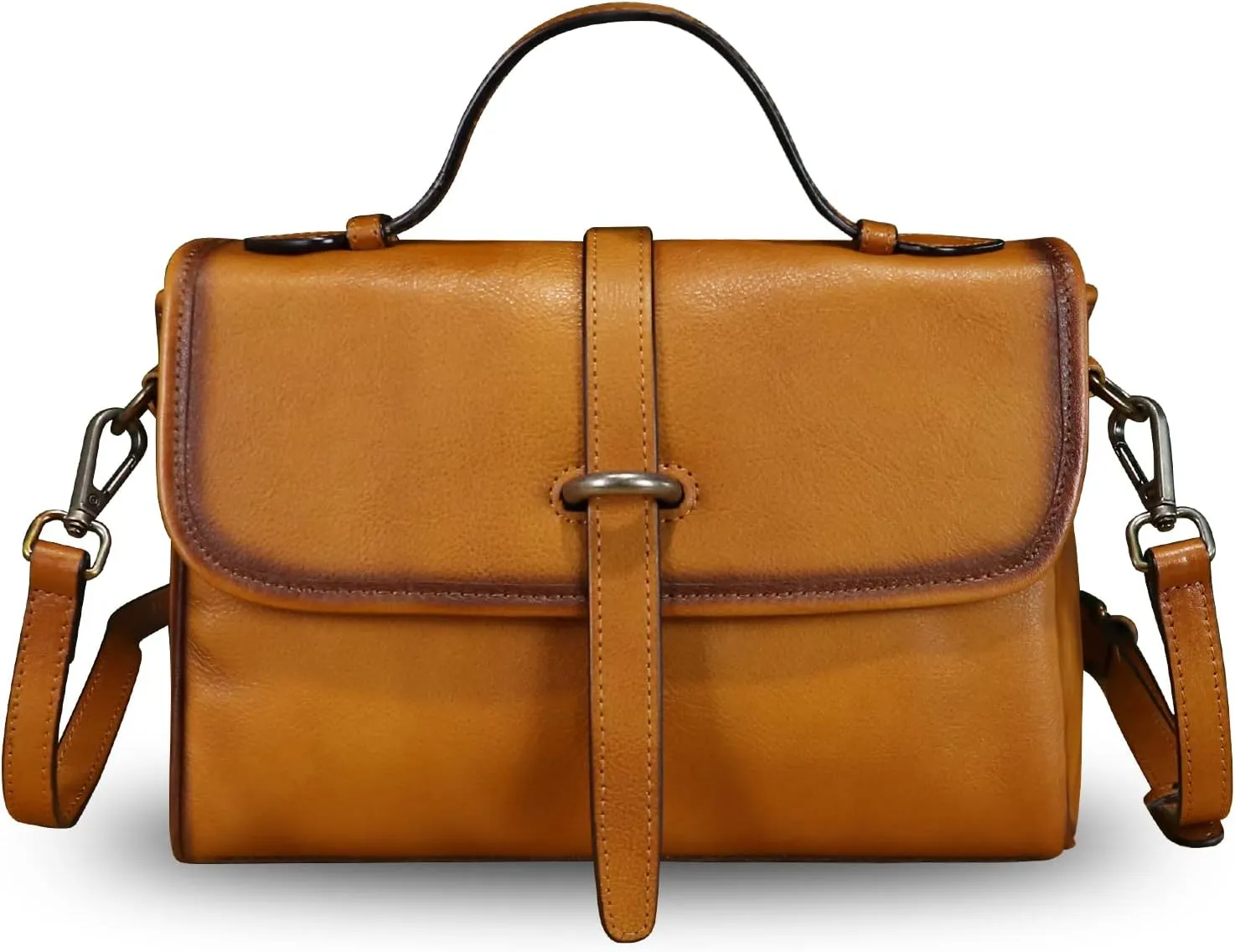 Genuine Leather Purse and Handbag for Women Vintage Handmade Leather Top Handle Purses Satchel Shoulder Bags with Strap
