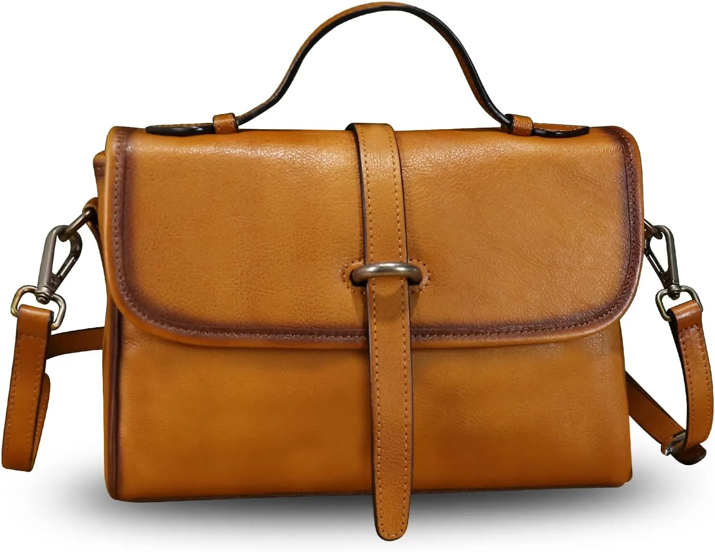 Genuine Leather Purse and Handbag for Women Vintage Handmade Leather Top Handle Purses Satchel Shoulder Bags with Strap