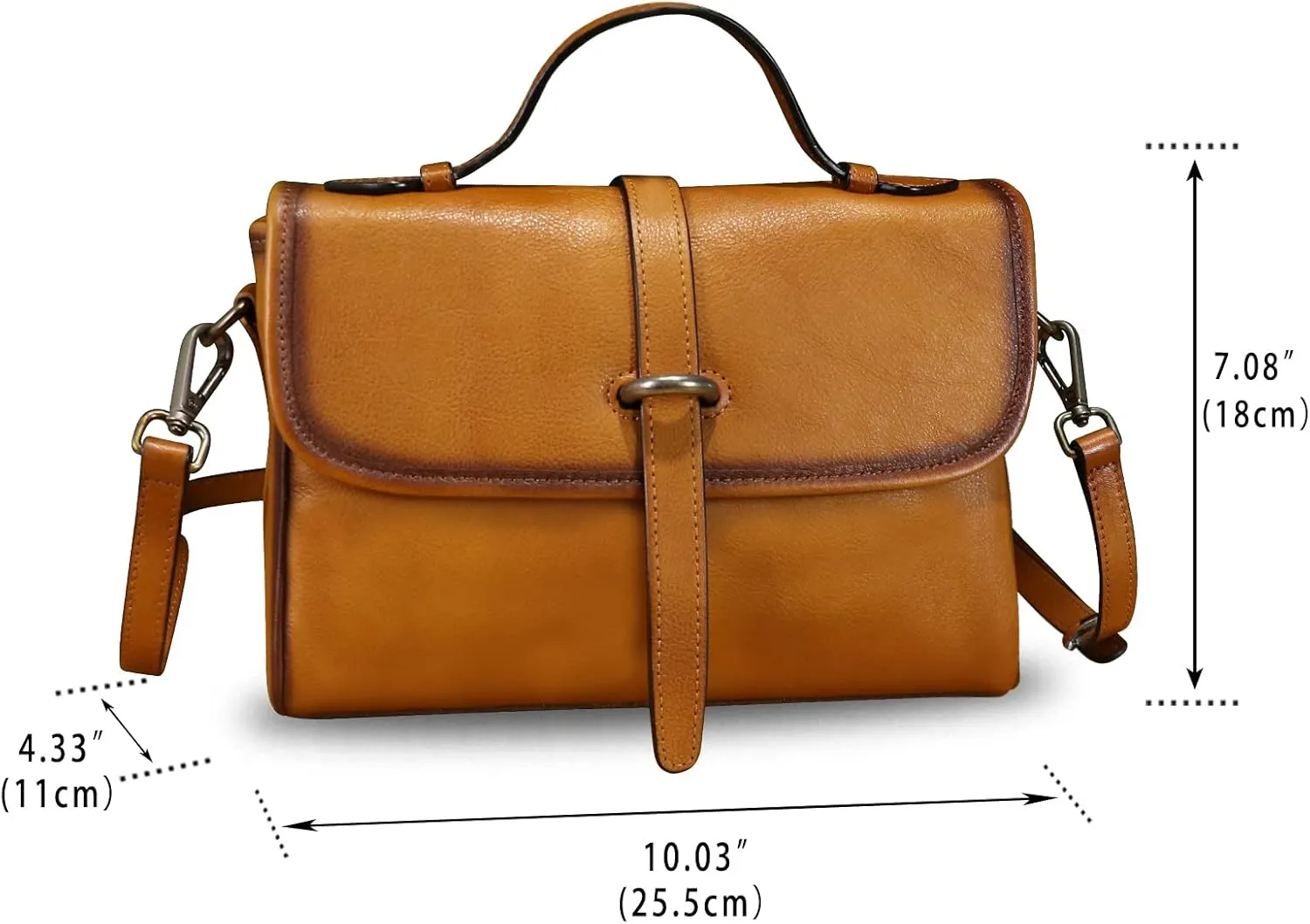 Genuine Leather Purse and Handbag for Women Vintage Handmade Leather Top Handle Purses Satchel Shoulder Bags with Strap
