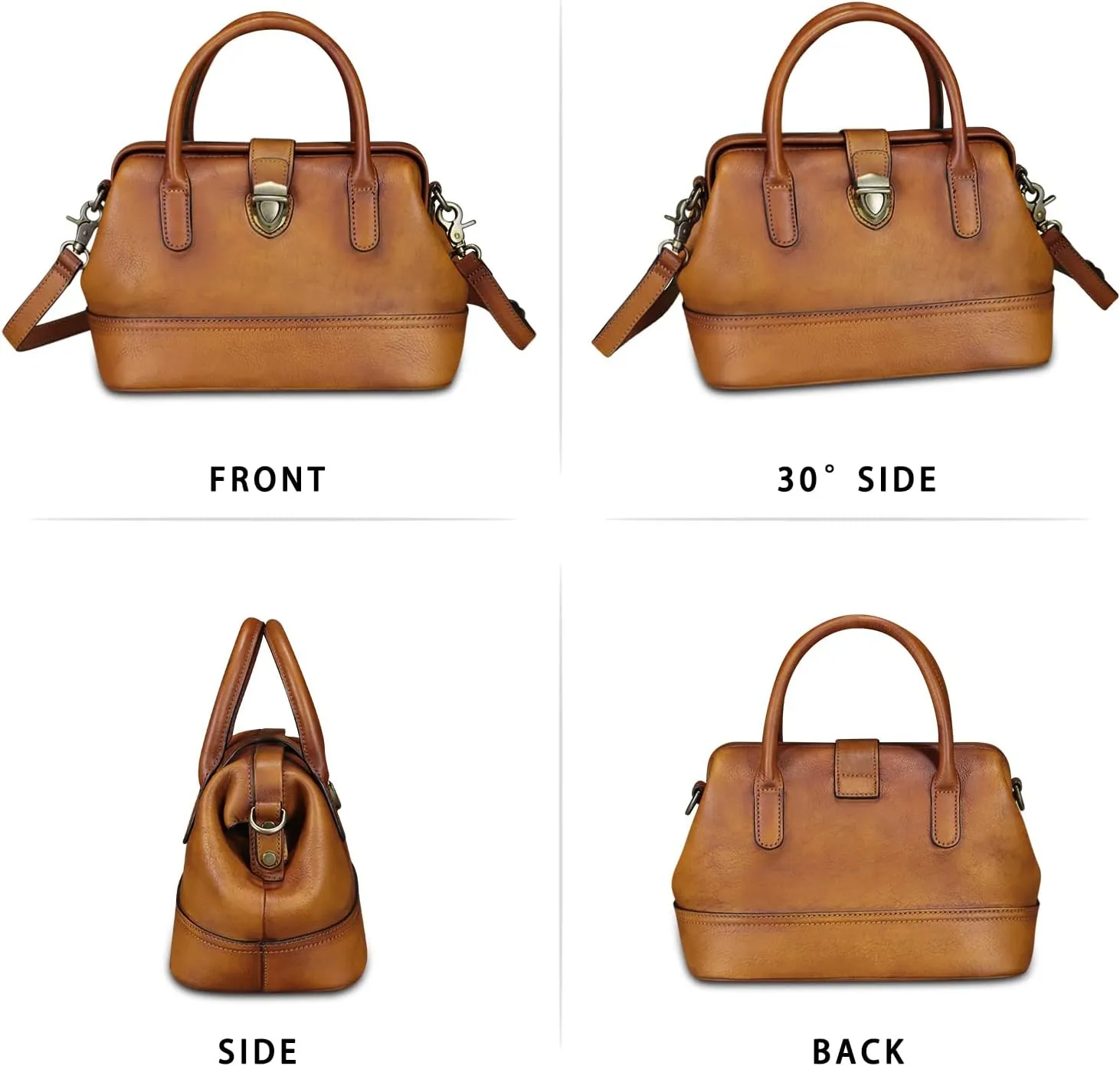 Genuine Leather Purses and Handbags for Women Vintage Handmade Real Leather Shoulder Bag Crossbody Satchel Purse with Strap