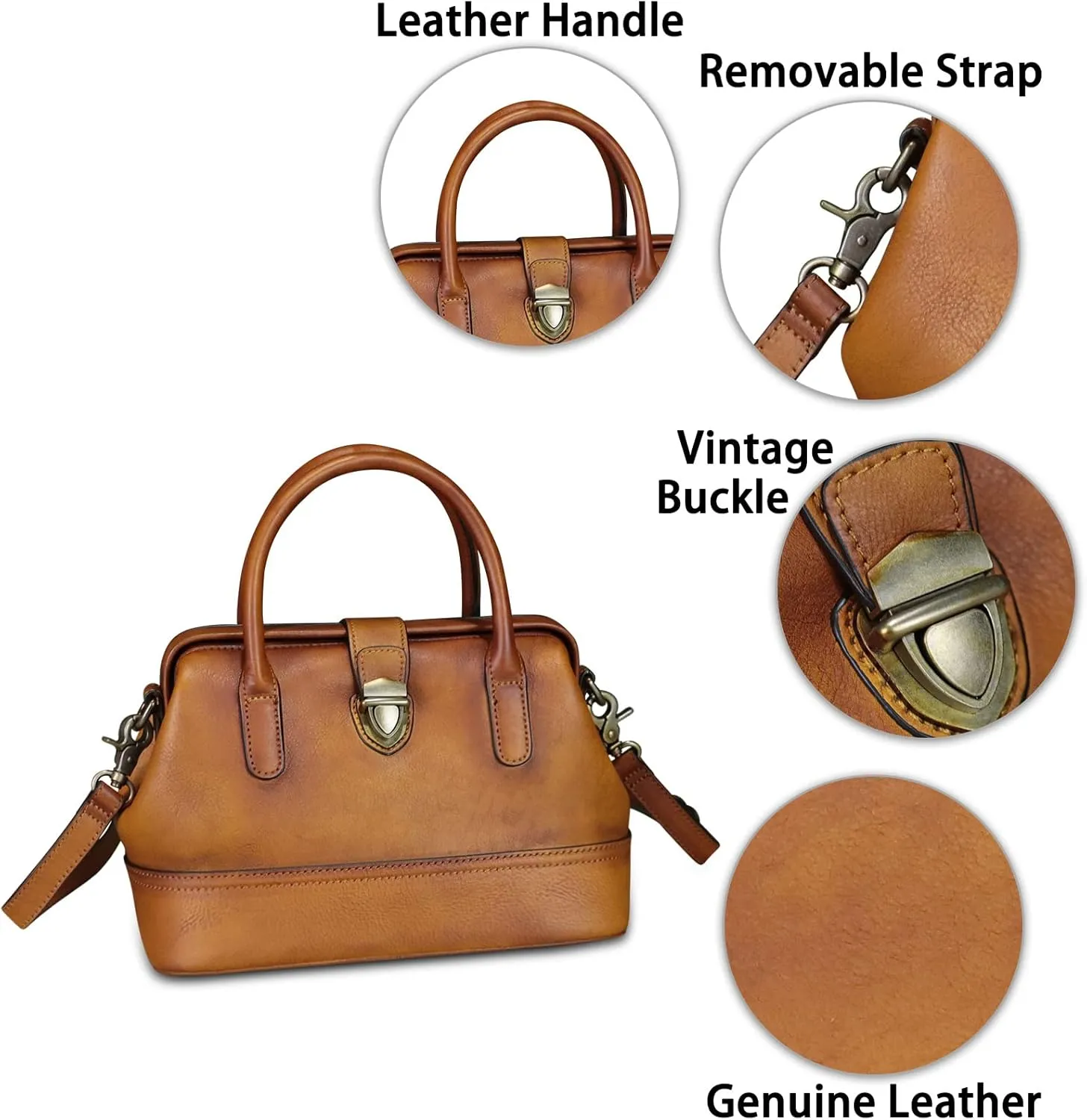 Genuine Leather Purses and Handbags for Women Vintage Handmade Real Leather Shoulder Bag Crossbody Satchel Purse with Strap