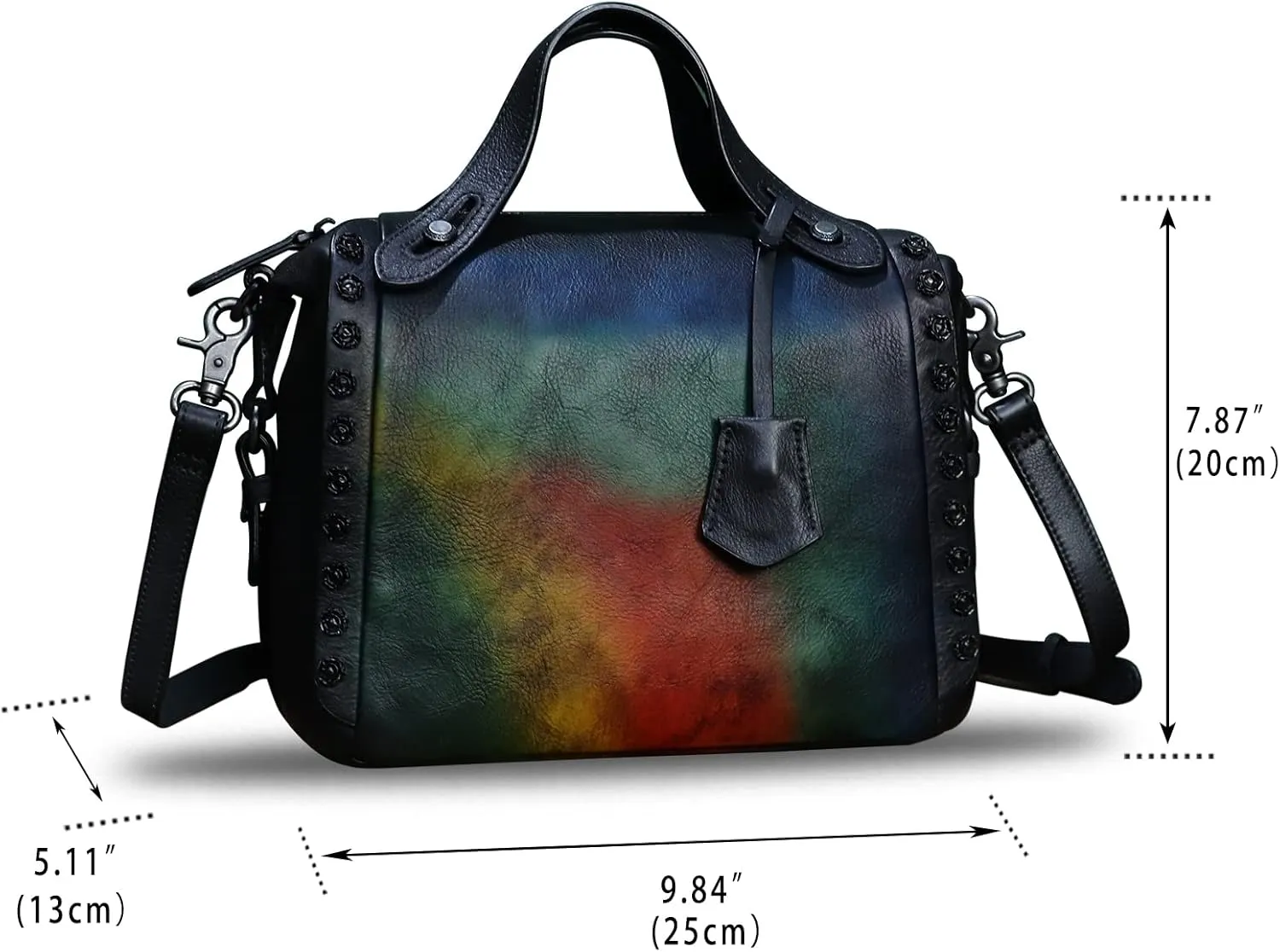 Genuine Leather Satchel Handbag for Women Retro Handmade Top Handle Crossbody Shoulder Bag Purses