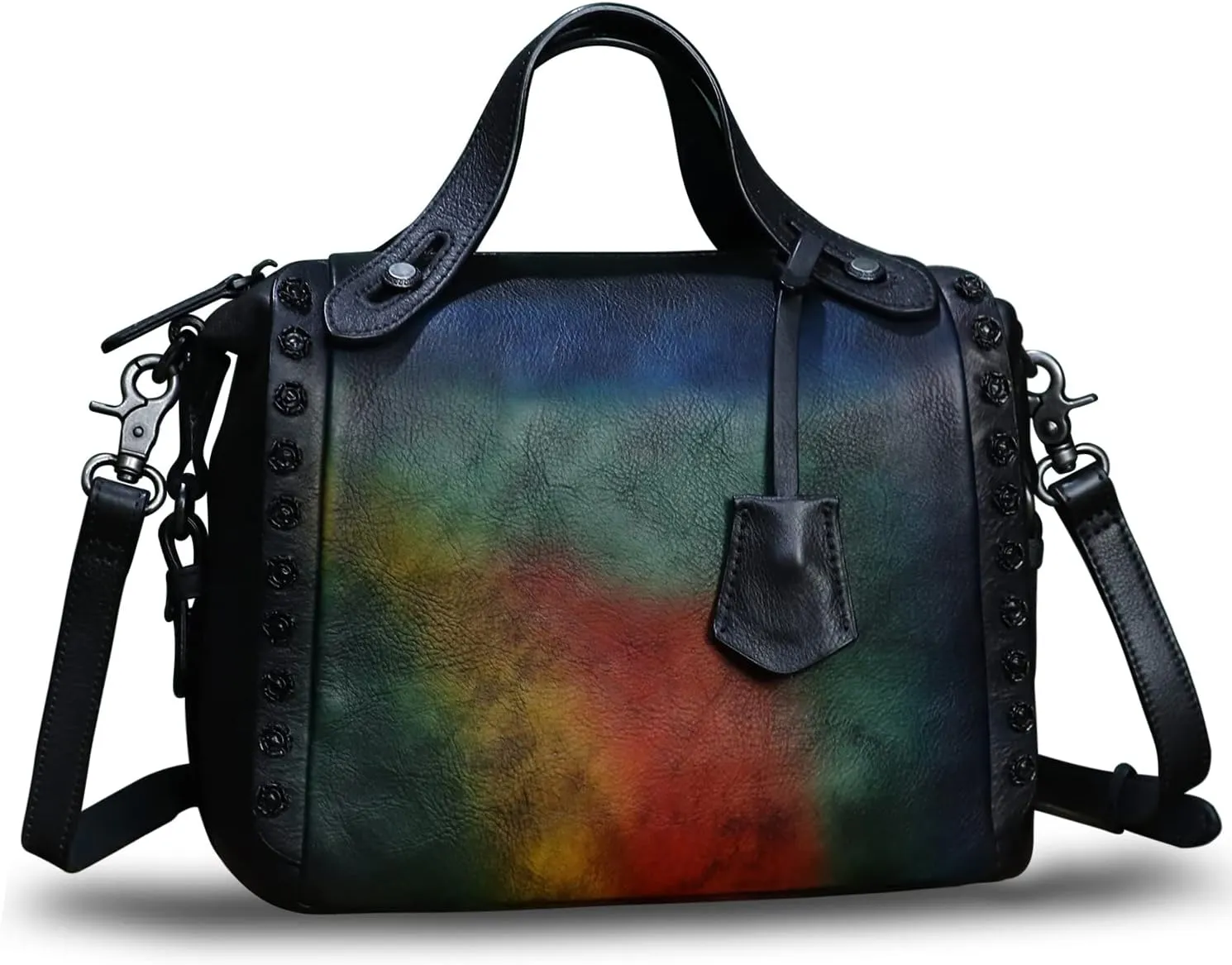 Genuine Leather Satchel Handbag for Women Retro Handmade Top Handle Crossbody Shoulder Bag Purses