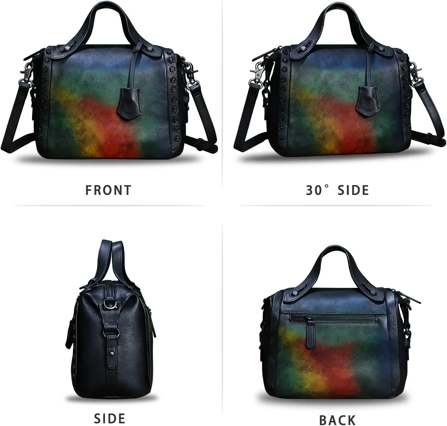 Genuine Leather Satchel Handbag for Women Retro Handmade Top Handle Crossbody Shoulder Bag Purses