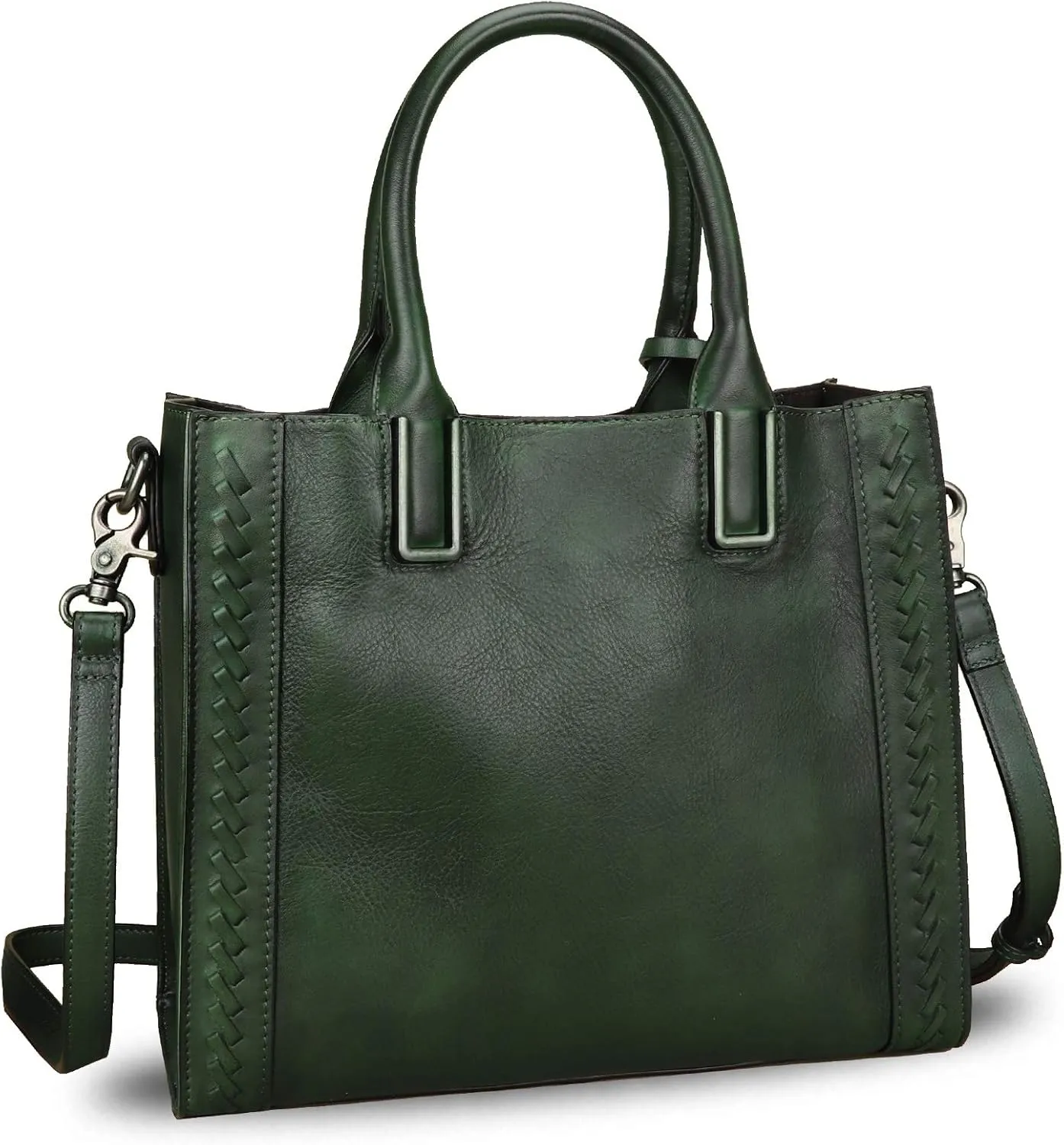 Genuine Leather Satchel Handbag for Women Vintage Handmade Shoulder Bag Cowhide Tote Purse