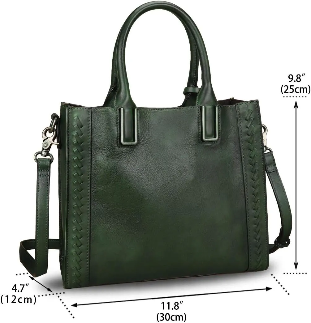 Genuine Leather Satchel Handbag for Women Vintage Handmade Shoulder Bag Cowhide Tote Purse