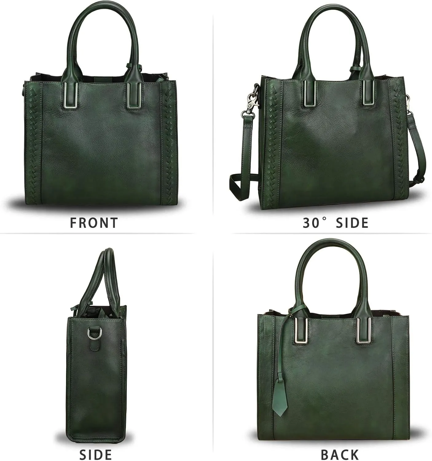 Genuine Leather Satchel Handbag for Women Vintage Handmade Shoulder Bag Cowhide Tote Purse