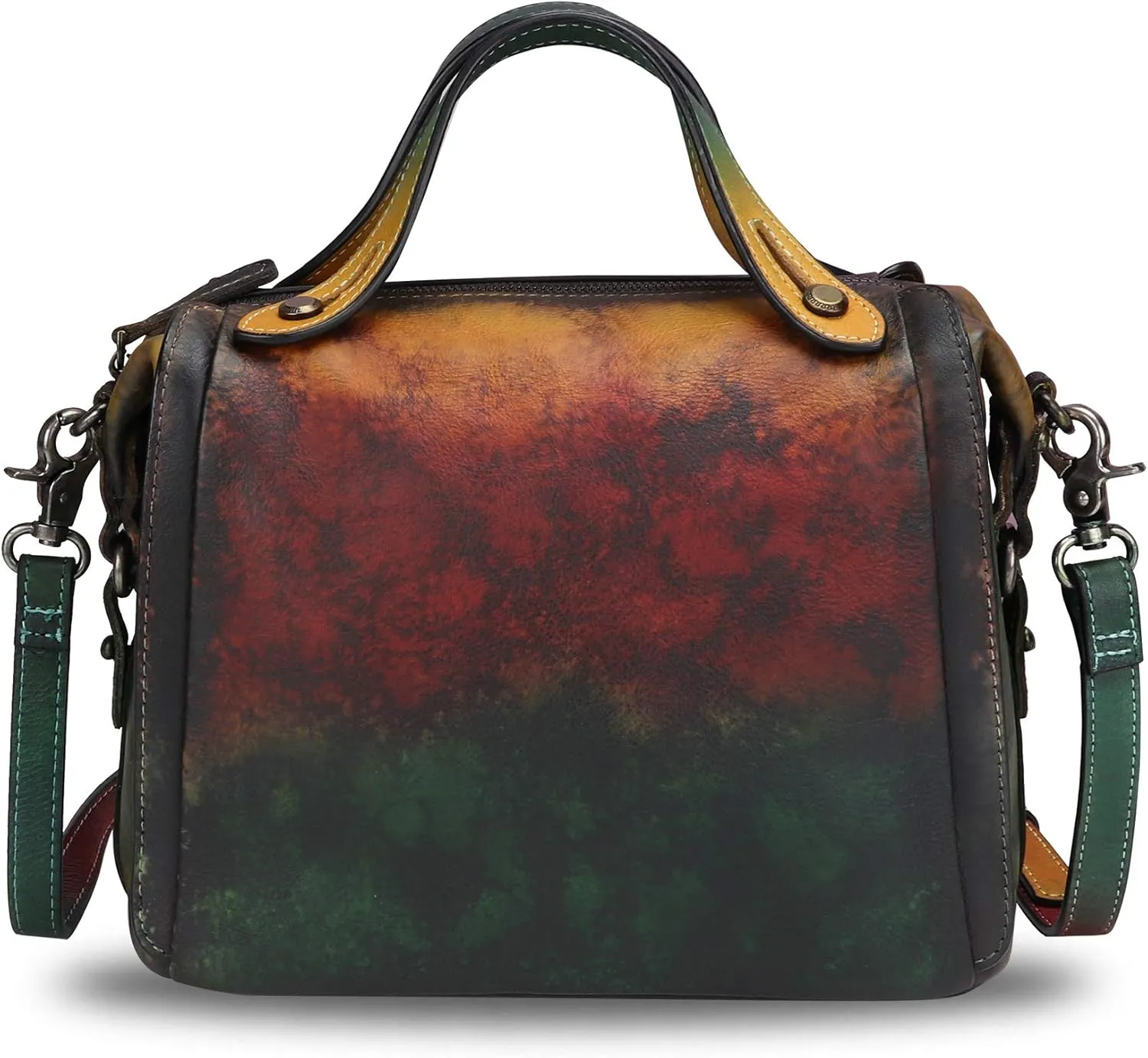 Genuine Leather Satchel Purse for Women Retro Handmade Top Handle Handbag Designer Crossbody Bags
