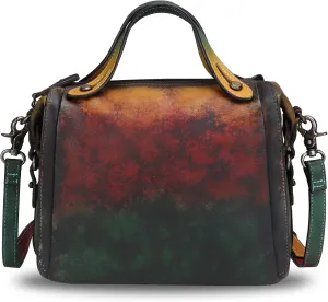 Genuine Leather Satchel Purse for Women Retro Handmade Top Handle Handbag Designer Crossbody Bags