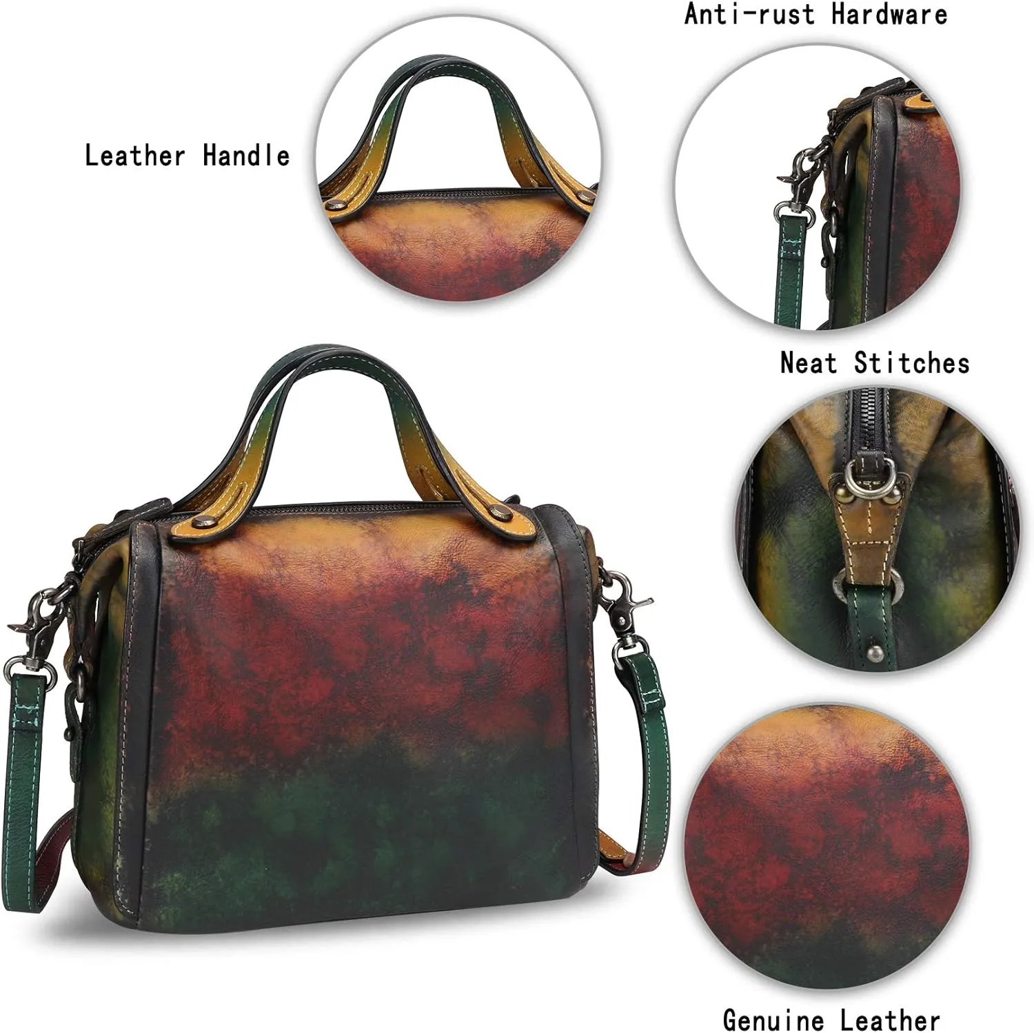 Genuine Leather Satchel Purse for Women Retro Handmade Top Handle Handbag Designer Crossbody Bags