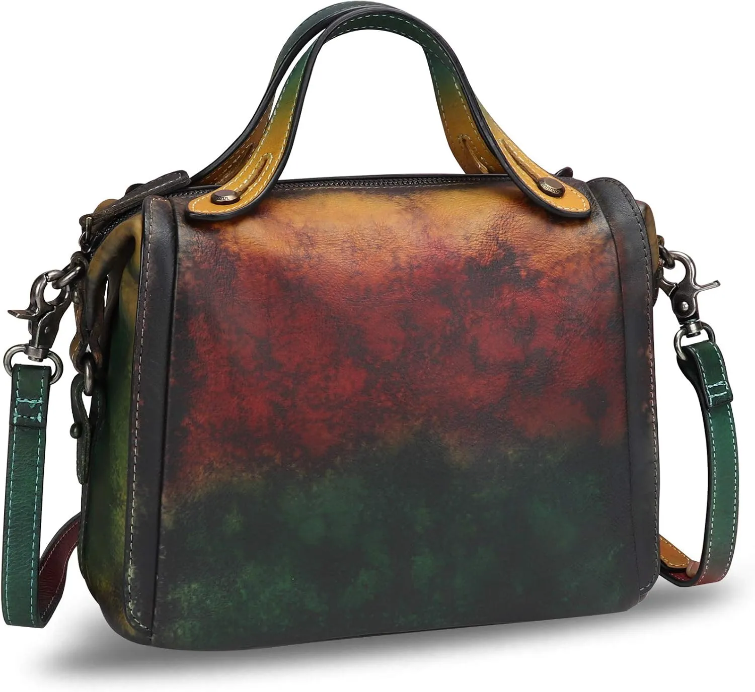 Genuine Leather Satchel Purse for Women Retro Handmade Top Handle Handbag Designer Crossbody Bags