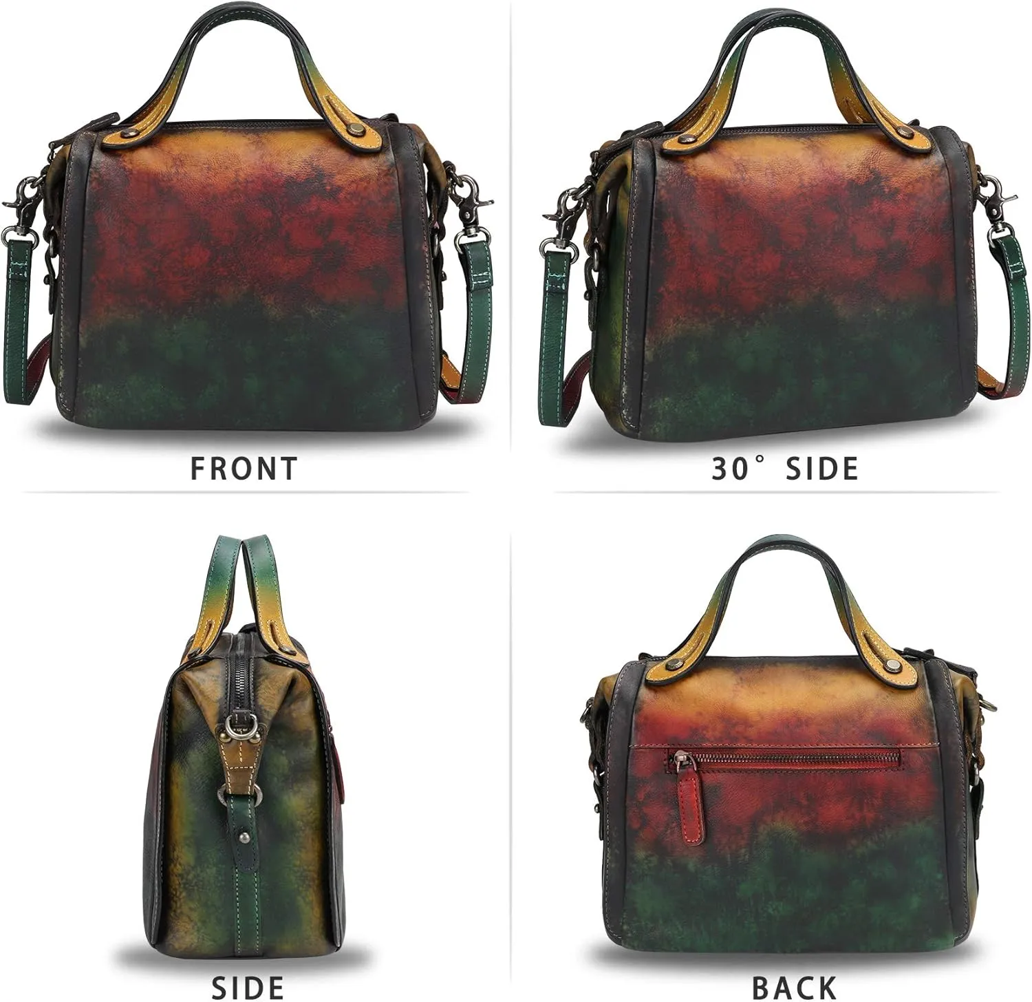 Genuine Leather Satchel Purse for Women Retro Handmade Top Handle Handbag Designer Crossbody Bags