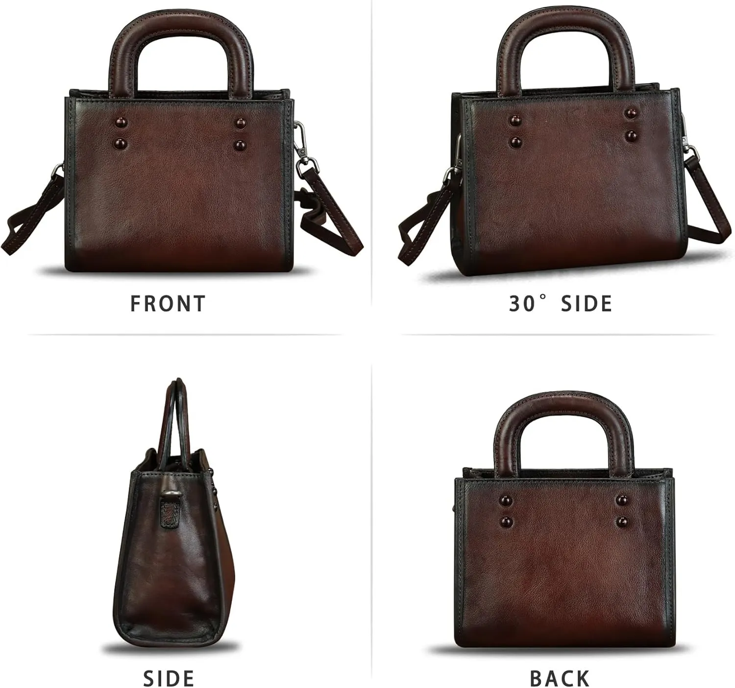 Genuine Leather Small Crossbody Bag for Women Vintage Real Leather Shoulder Bag Handbag Satchel Purse Phone Bag with Strap