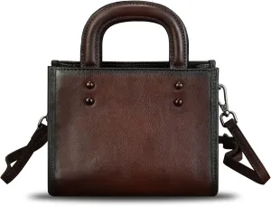 Genuine Leather Small Crossbody Bag for Women Vintage Real Leather Shoulder Bag Handbag Satchel Purse Phone Bag with Strap