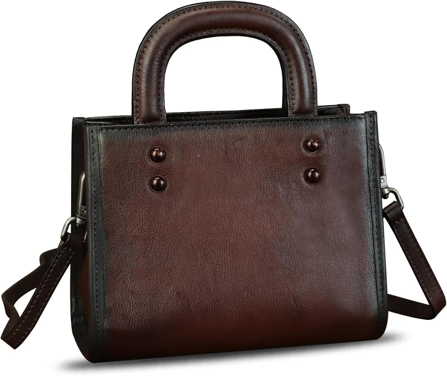 Genuine Leather Small Crossbody Bag for Women Vintage Real Leather Shoulder Bag Handbag Satchel Purse Phone Bag with Strap