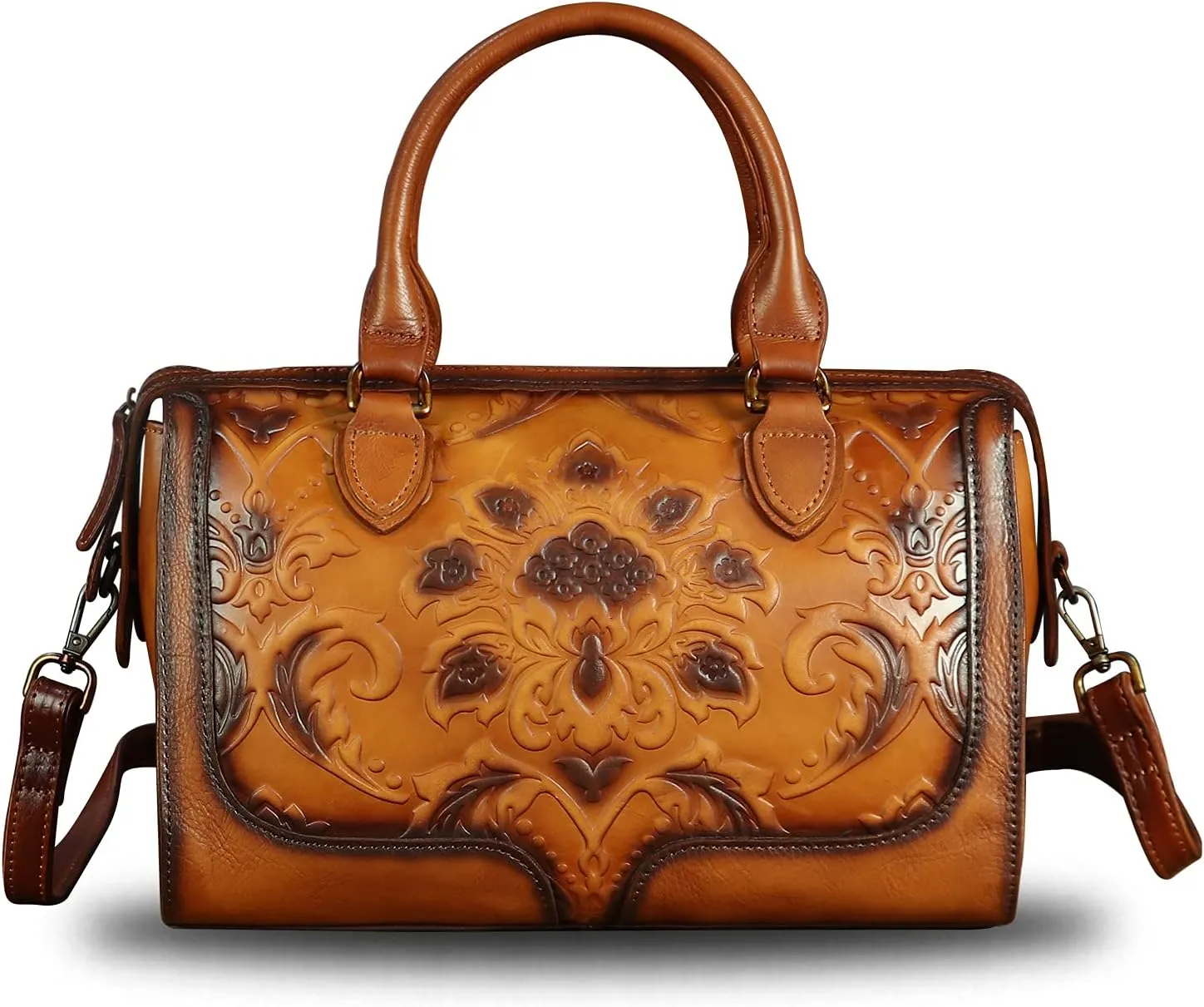 Genuine Leather Top Handle Handbag for Women Handmade Vintage Satchel Retro Cowhide Crossbody Handbags Purse Hobo Bags