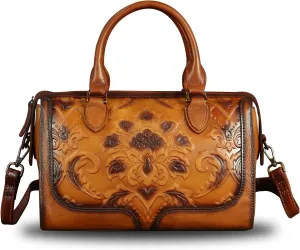 Genuine Leather Top Handle Handbag for Women Handmade Vintage Satchel Retro Cowhide Crossbody Handbags Purse Hobo Bags