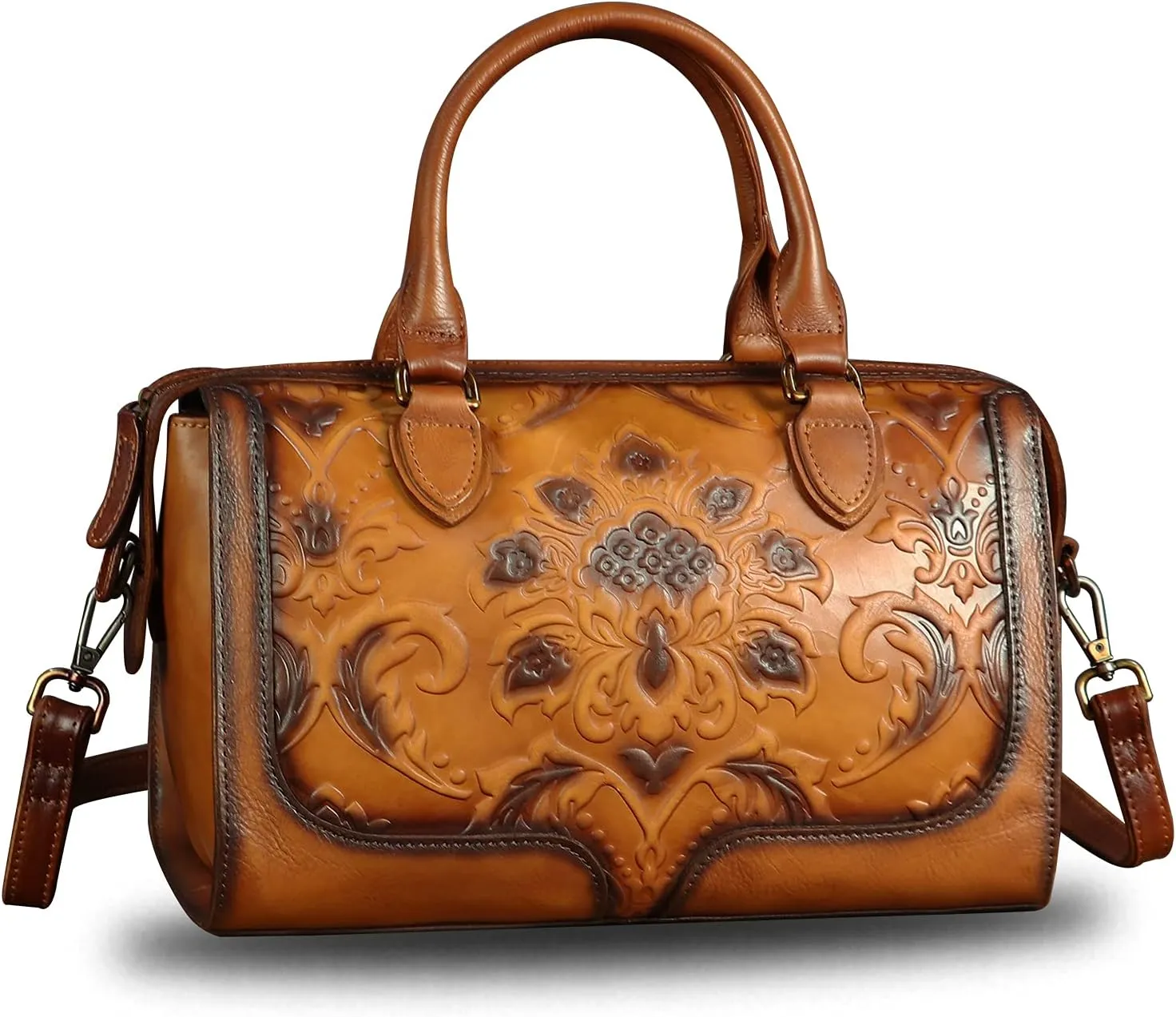 Genuine Leather Top Handle Handbag for Women Handmade Vintage Satchel Retro Cowhide Crossbody Handbags Purse Hobo Bags