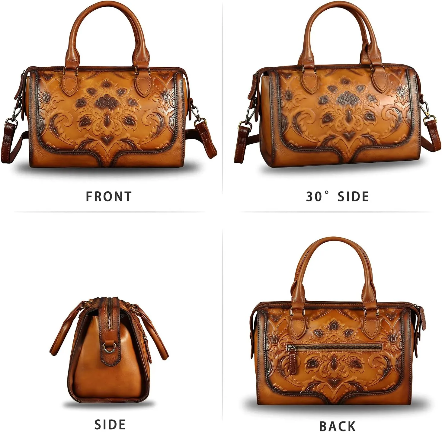 Genuine Leather Top Handle Handbag for Women Handmade Vintage Satchel Retro Cowhide Crossbody Handbags Purse Hobo Bags