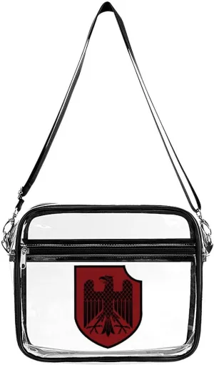 German Knight Heraldic Shield Large Crossbody Bag Clear Stadium Bag Anti-Theft Side Shoulder Bags Messenger Bag with 2 Compartments