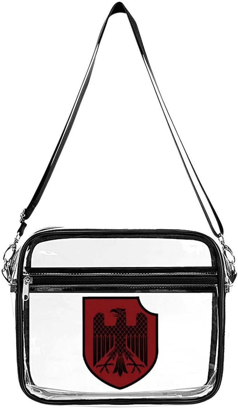 German Knight Heraldic Shield Large Crossbody Bag Clear Stadium Bag Anti-Theft Side Shoulder Bags Messenger Bag with 2 Compartments
