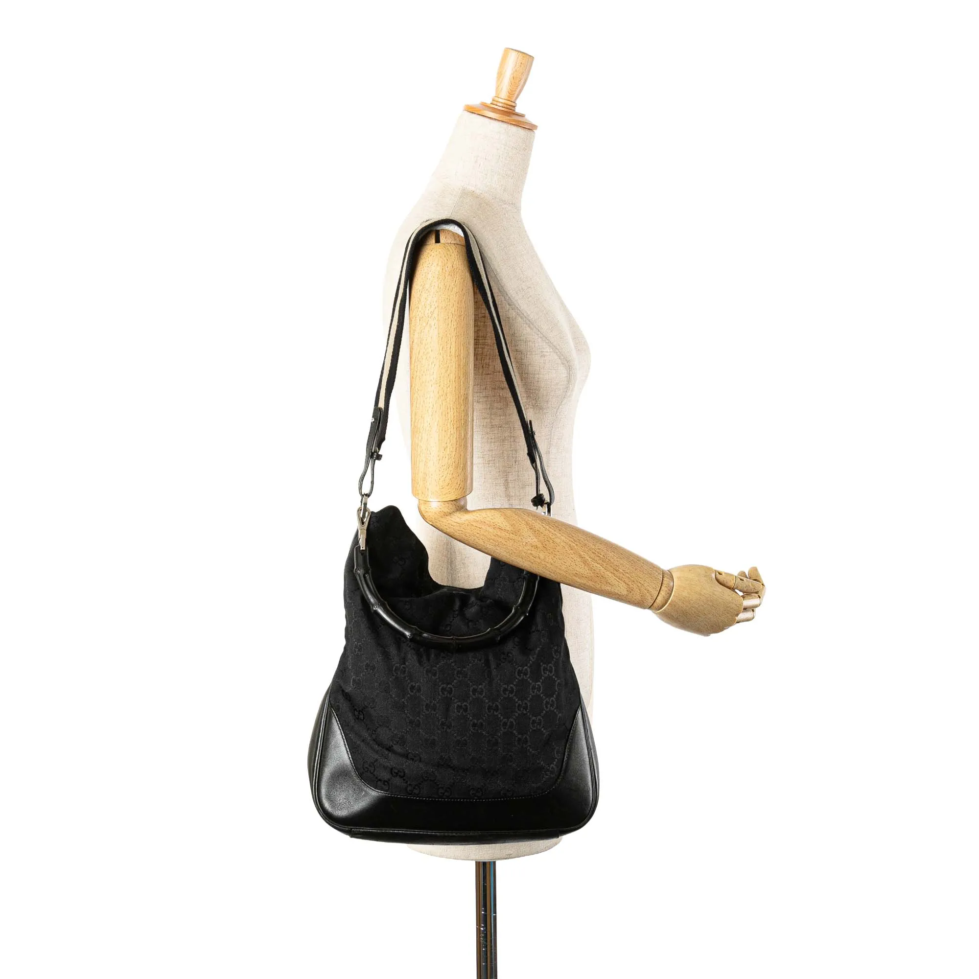 GG Canvas Bamboo Web Satchel