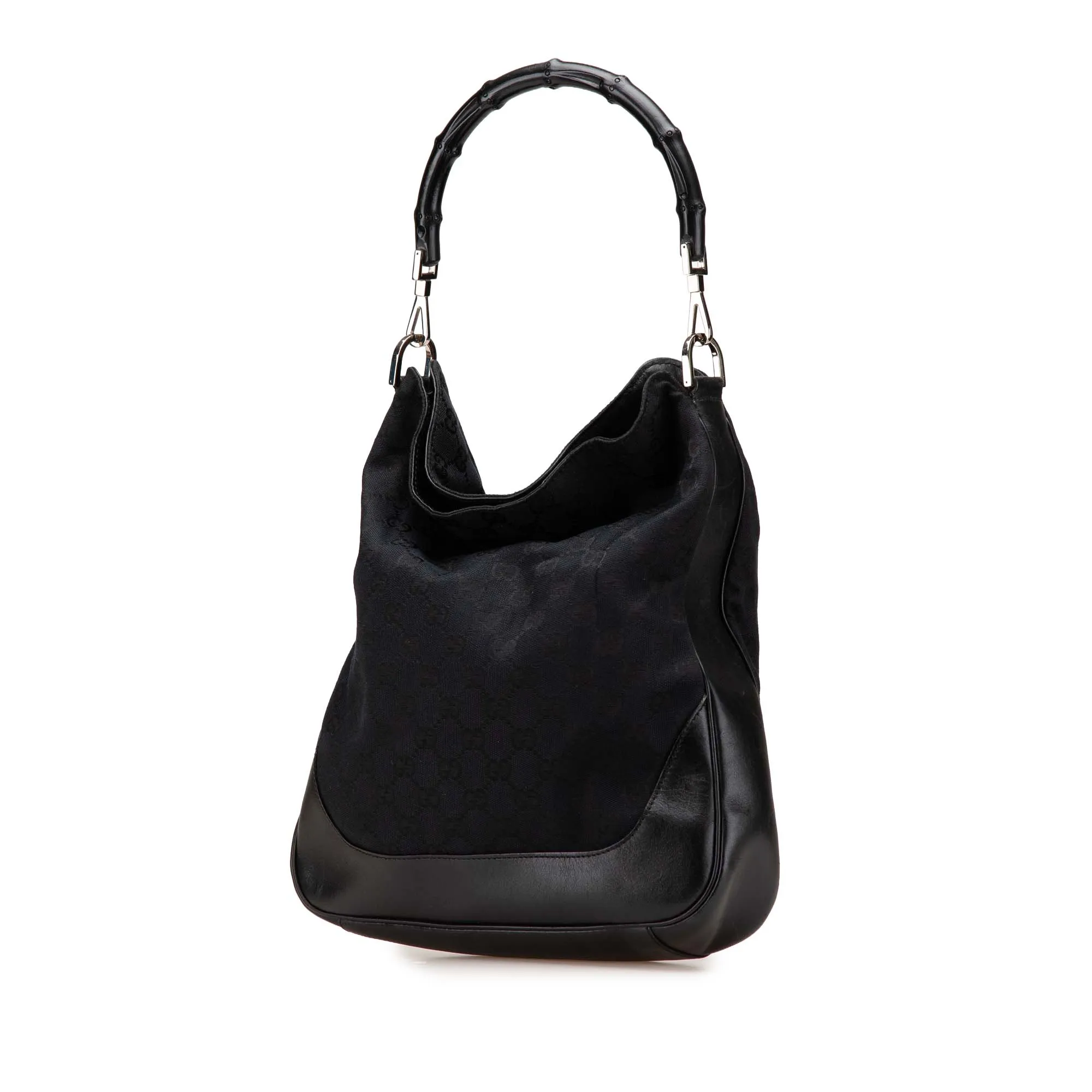 GG Canvas Bamboo Web Satchel