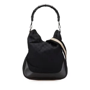 GG Canvas Bamboo Web Satchel