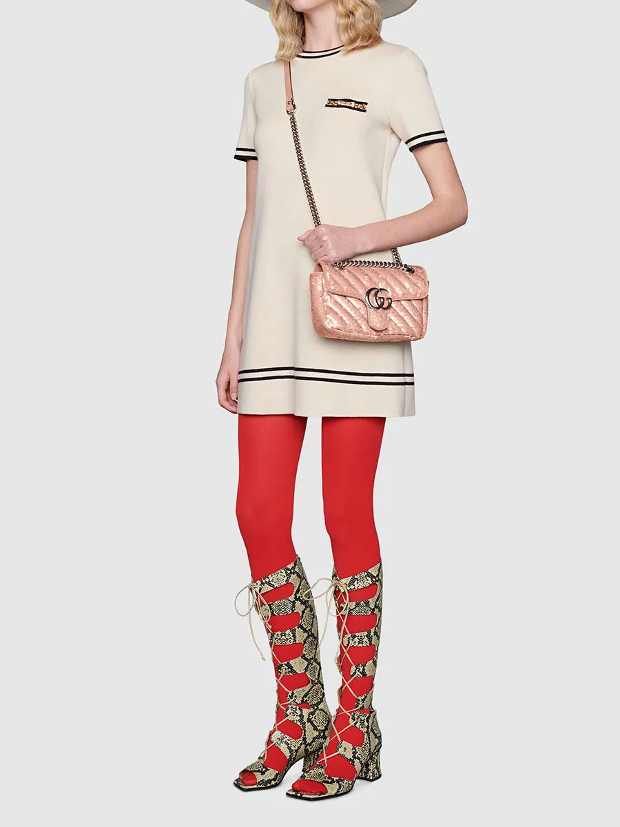 GG Marmont Mini Sequin Shoulder Bag in Pastel Pink Silk