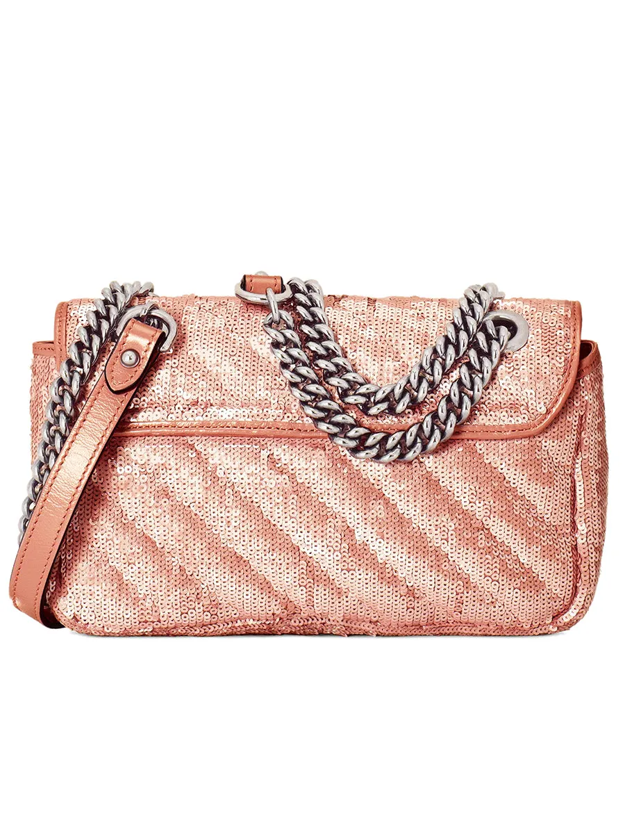 GG Marmont Mini Sequin Shoulder Bag in Pastel Pink Silk
