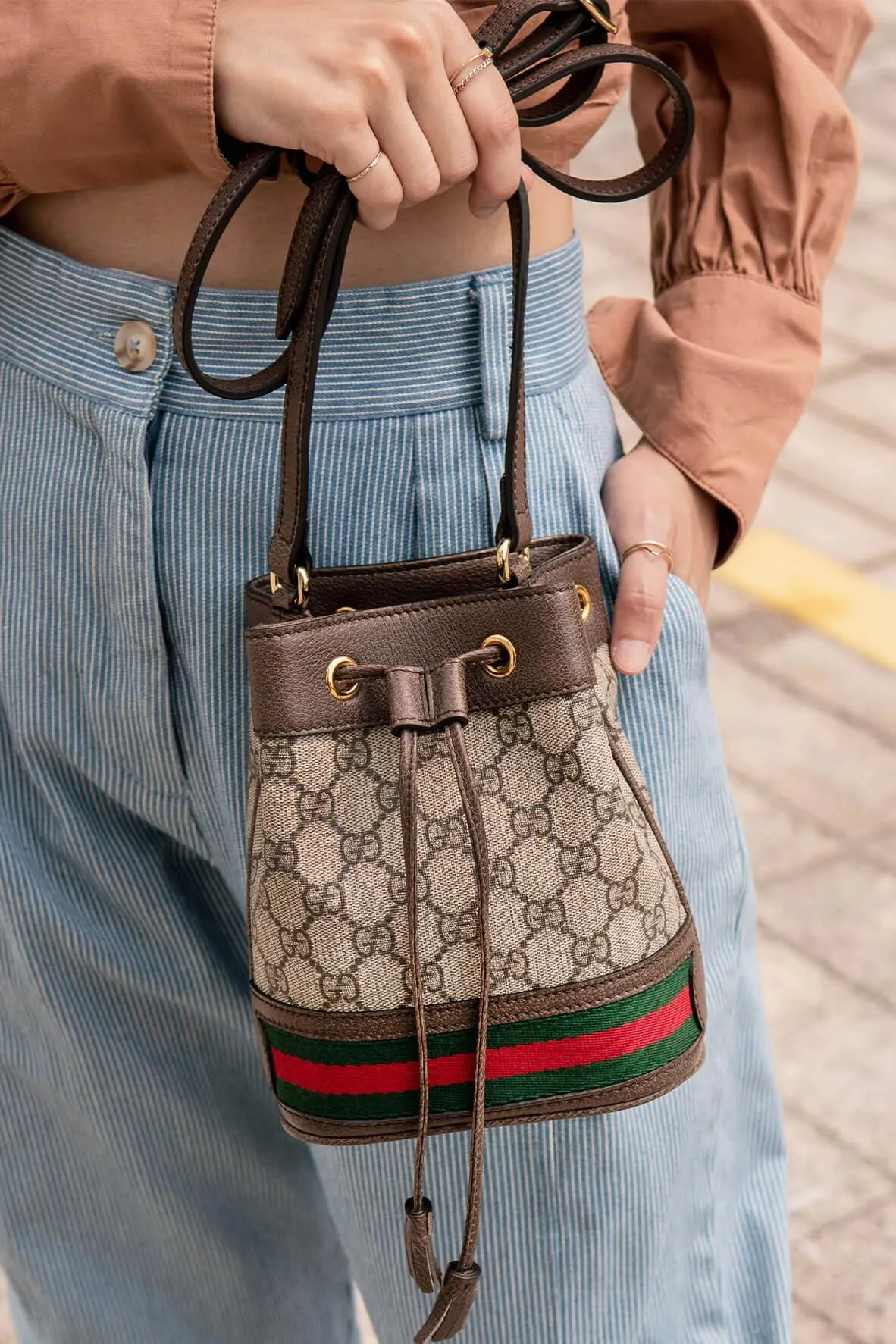 GG Supreme Mini Ophidia Bucket Bag