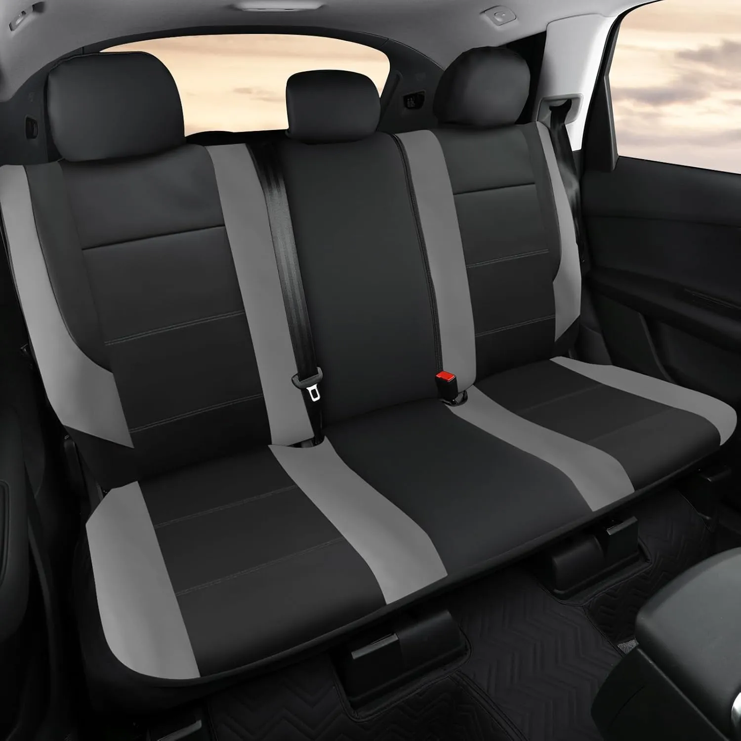GIANT PANDA Full Set Car Seat Covers Custom Fit Toyota Tacoma 2016 2017 2018 2019 2020 2021 2022 2023 Double & Crew Cab and Extended Cab, SR, SR5, Limited, TRD Pro, Front Rear Faux Leather (Grey/Gray)