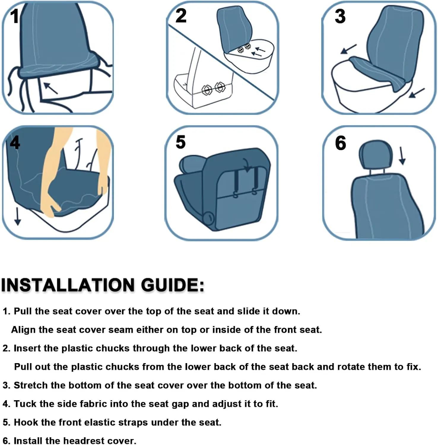 GIANT PANDA Full Set Car Seat Covers Custom Fit Toyota Tacoma 2016 2017 2018 2019 2020 2021 2022 2023 Double & Crew Cab and Extended Cab, SR, SR5, Limited, TRD Pro, Front Rear Faux Leather (Grey/Gray)