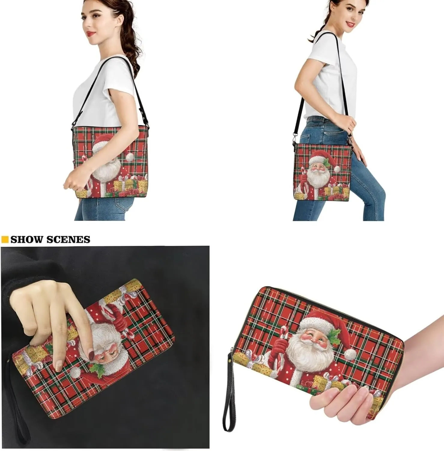 GIFTPUZZ 2 Pack Set Bucket Bag  Wallet for Women Leather Crossbody Bag Long Style Purse with Belt Waterproof Handbags