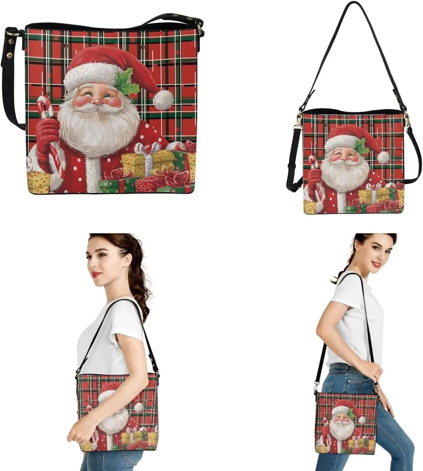 GIFTPUZZ 2 Pack Set Bucket Bag  Wallet for Women Leather Crossbody Bag Long Style Purse with Belt Waterproof Handbags
